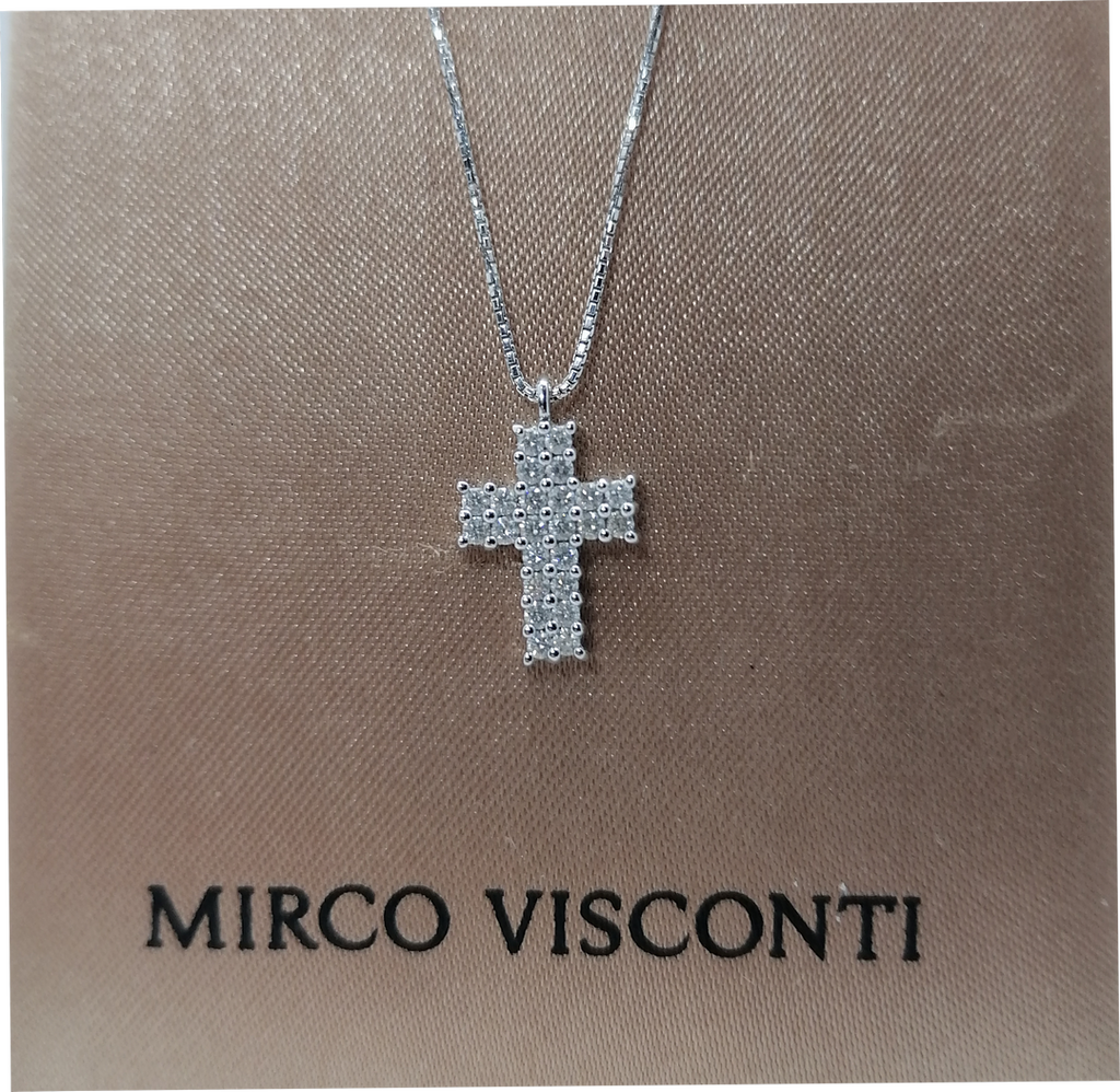 Visconti BG15/10 croce in diamanti e oro 18k bianco