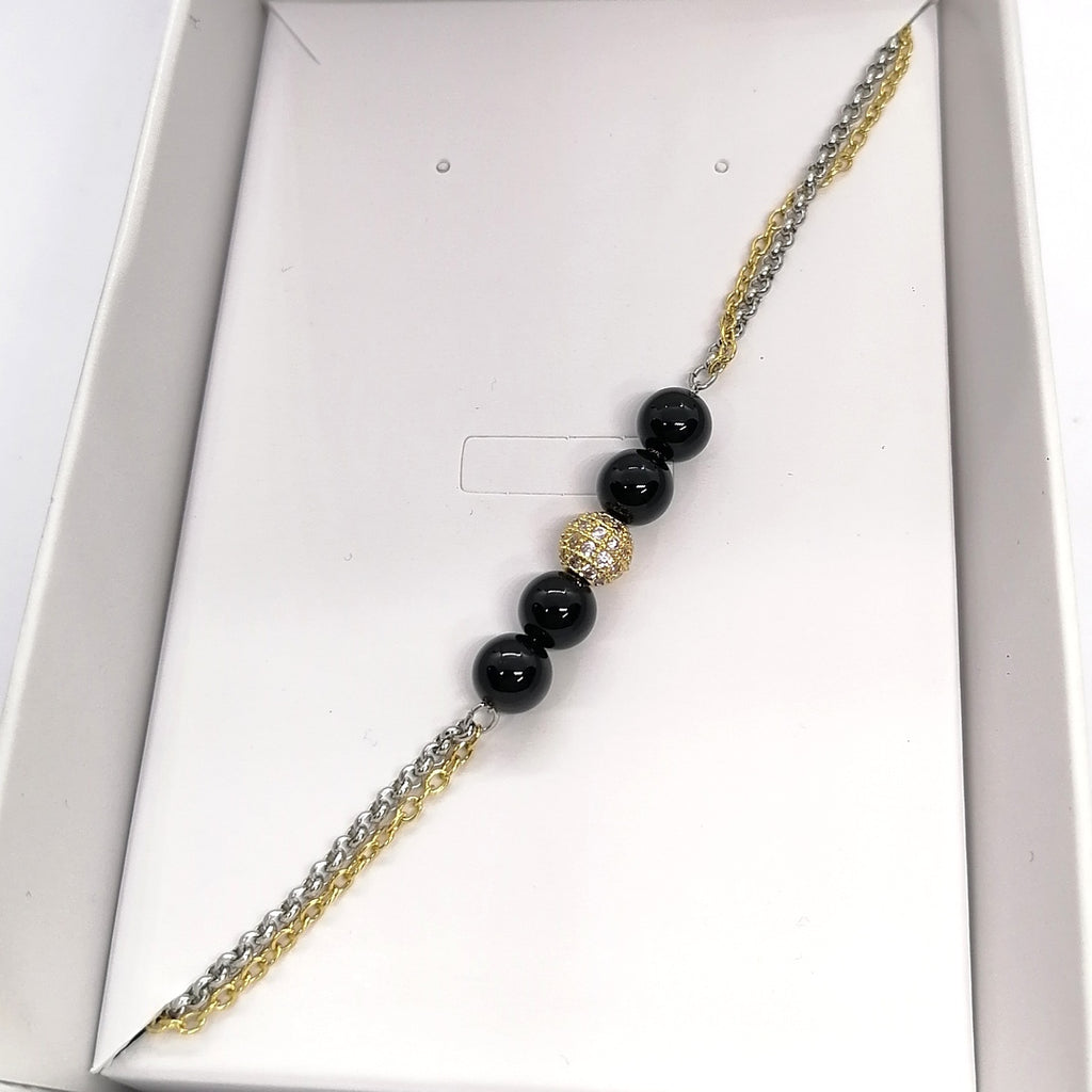TDS BP33023S Bracciale bicolore con Su Coccu e sfera zirconata